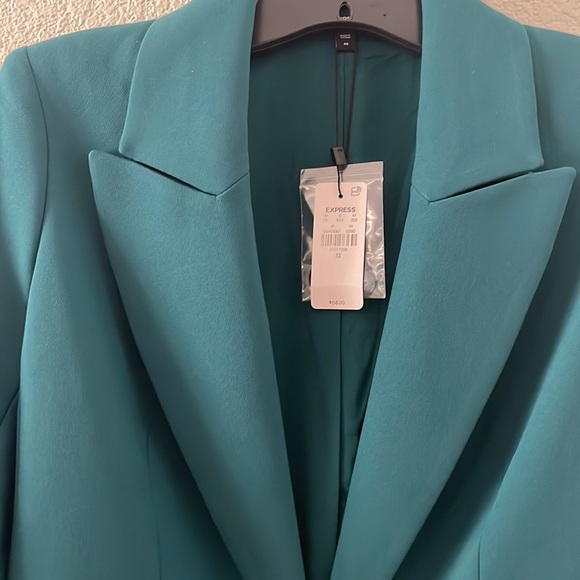 EXPRESS TAILORED GREEN/DEEP TEAL WOMEN BLAZER SIZE XS - Picture 4 of 7